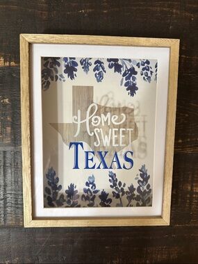 Home Sweet Texas Framed Wall Art - Blue and Natural